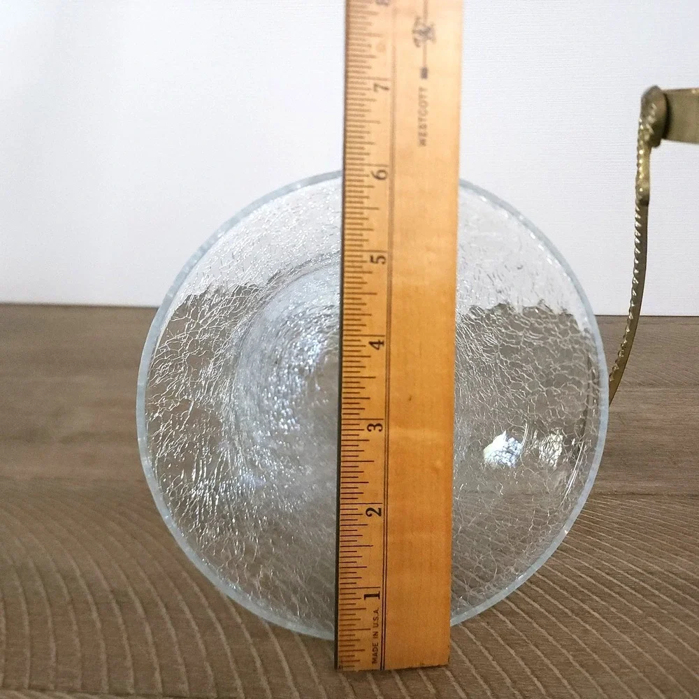 Vintage Crackled Glass‎ Bowl with Decorative Brass Stand